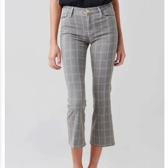 Women’s FRAME Denim Le Crop Mini Boot Pants in Window Pane Plaid SZ 26 - Picture 1 of 6